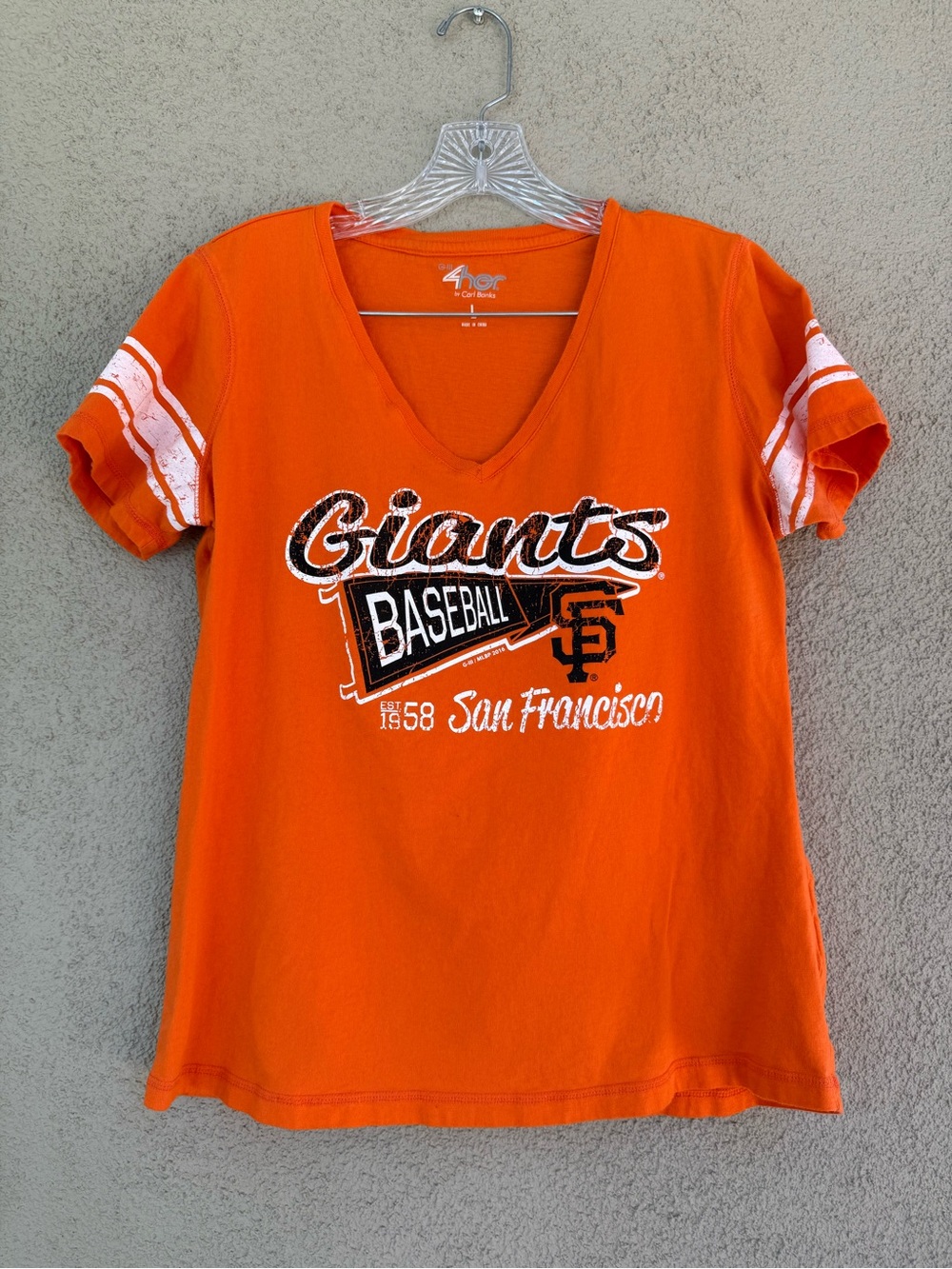 4her by Carl Banks San Francisco Giants Orange V-Neck Baseball Tee